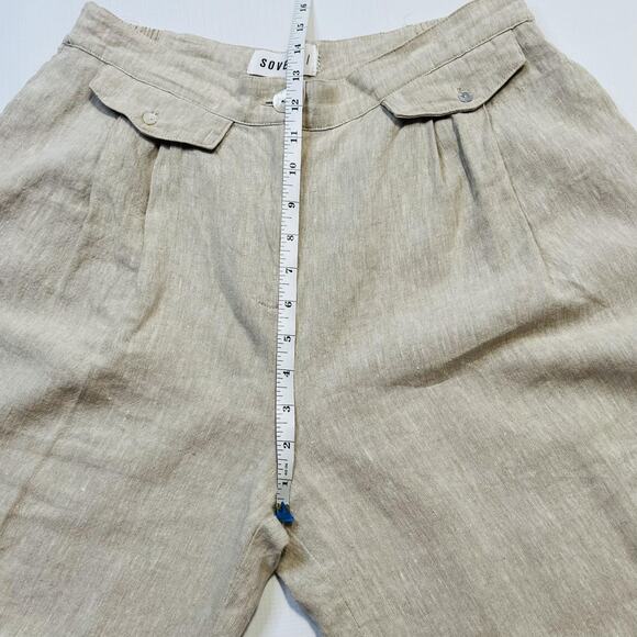 Sovere Pants Womens Medium Beige Linen Wide Leg Pleated High Rise Relaxed Fit - Picture 8 of 9